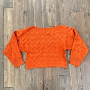 Dark Orange Off the Shoulder Cropped Chunky Knit Sweater M New in Bag!